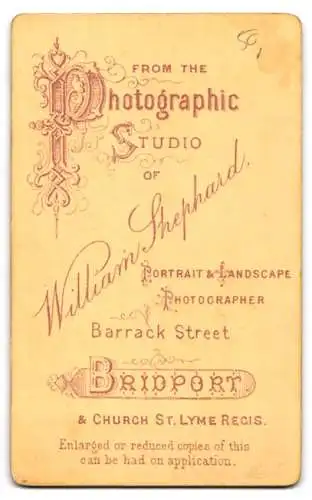 Fotografie William Shephard, Bridport, Barrack Street, Porträt einer sitzenden Dame