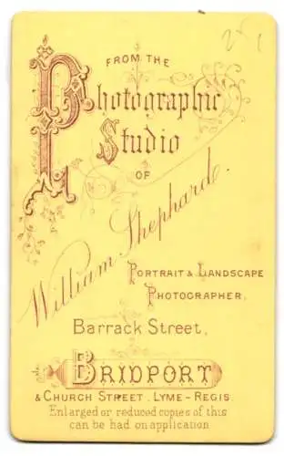 Fotografie William Shephard, Bridport, Barrack Street, Portrait einer Dame in eleganter Kleidung