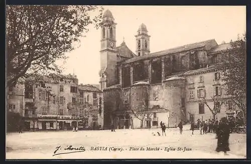 AK Bastia /Corse, Place du Marché, Eglise St-Jean