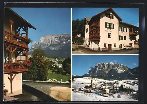 AK Völs am Schlern, Gasthaus Steffi, Bes. Familie Pattis, Ortsansicht