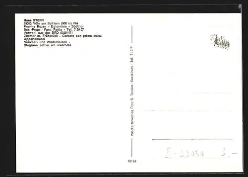 AK Völs am Schlern, Gasthaus Steffi, Bes. Familie Pattis, Ortsansicht