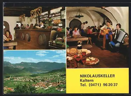 AK Kaltern, Gasthaus Nikolauskeller, Innenansichten, Panorama