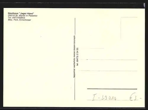 AK Sankt Martin in Passeier, Gasthaus Jager Hans