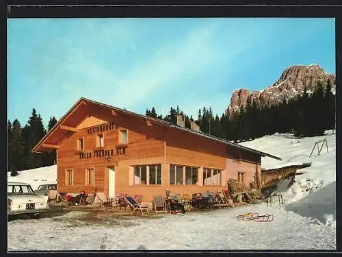 AK Welschnofen, Restaurant Frommeralm im Schnee, Dolomiten