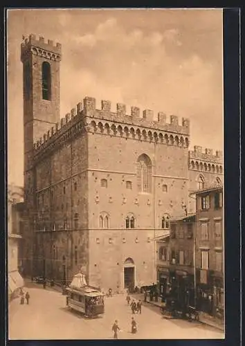 AK Firenze, Palazzo del Podestà i del Bargello, Strassenbahn