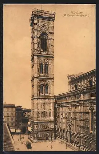 AK Firenze, Il Campanile (Giotto), Strassenbahn