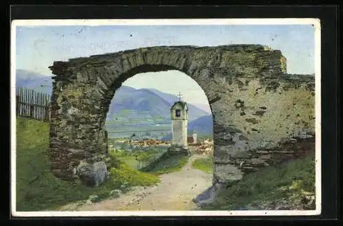 Künstler-AK Photochromie Nr. 5293: Ruine mit Blick auf die Kapelle