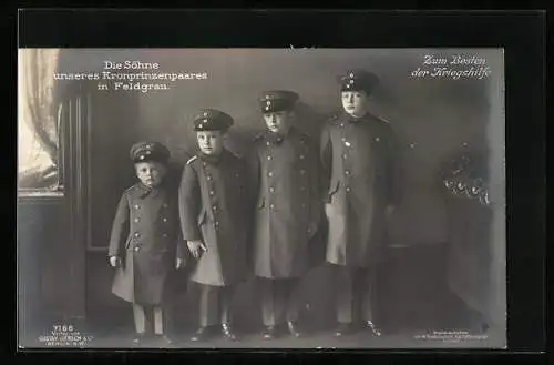 AK Prinz Wilhelm, Louis Ferdinand, Hubertus, Friedrich von Preussen in Uniform