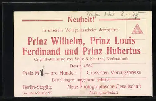 AK die drei ältesten Söhne des Kronprinzen Wilhelm von Preussen im Matrosenanzug