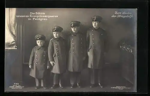 AK Prinz Wilhelm, Louis Ferdinand, Hubertus, Friedrich von Preussen in Uniform