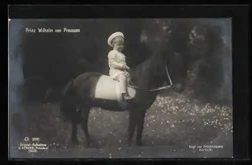 AK Prinz Wilhelm als Kleinkind auf einem Pony
