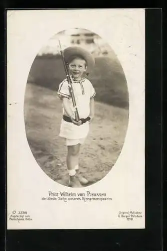 AK Kronprinz Wilhelm von Preussen in jungen Jahren mit Hut und Degen