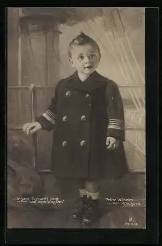 AK Prinz Wilhelm von Preussen, Portrait im Marinemantel