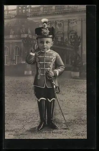 AK Prinz Wilhelm von Preussen als Kleinkind in Uniform mit Säbel