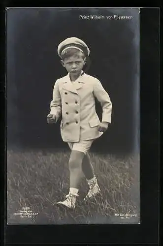 AK Prinz Wilhelm mit bösem Blick auf einer Wiese gehend