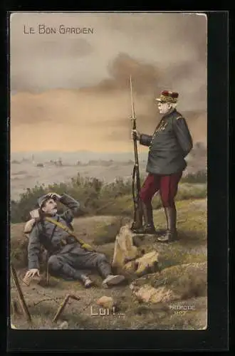 AK Le Bon Gardien, Soldat und Joseph Joffre im Feld