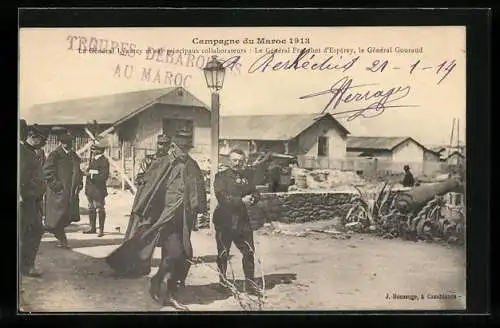 AK Campagne du Maroc 1913, Le Général Lyautey et ses principaux collaborateurs