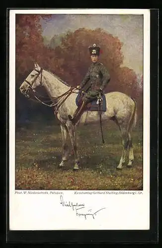 AK Kronprinz Wilhelm von Preussen als Todeshusar zu Pferd