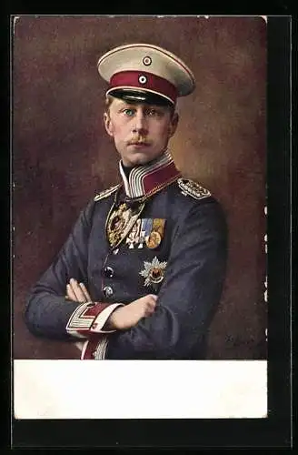 Künstler-AK Kronprinz Wilhelm von Preussen in Uniform mit Orden