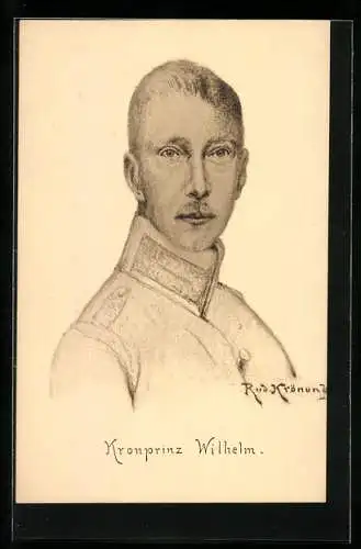 AK Kronprinz Wilhelm von Preussen, Portrait, Zeichnung