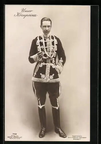 AK Kronprinz Wilhelm von Preussenin Husarenuniform