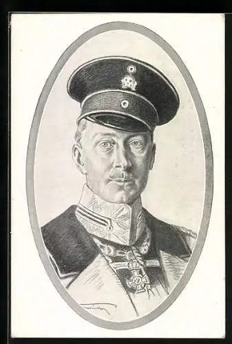 Künstler-AK Portrait des Kronprinzen Wilhelm von Preussen in Uniform