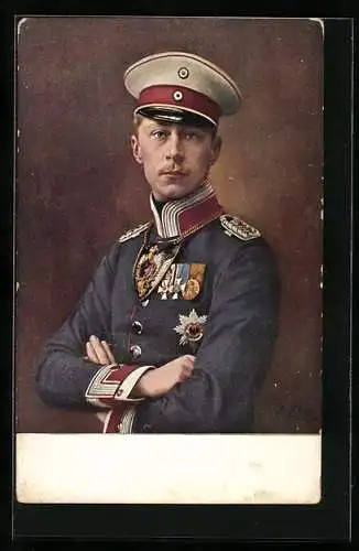 AK Kronprinz Wilhelm von Preussen in Kürassieruniform mit Kehlstück