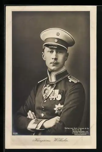 AK Kronprinz Wilhelm von Preussen in Uniform mit Schirmmütze