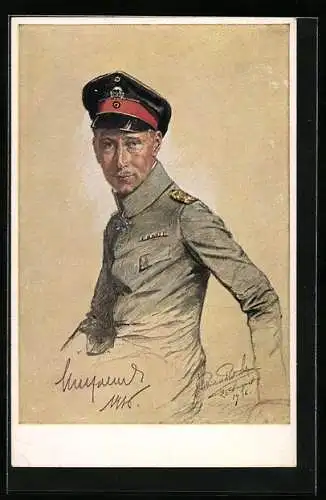 Künstler-AK Kronprinz Wilhelm von Preussen in Uniform