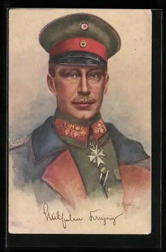 Künstler-AK Portrait Kronprinz Wilhelm von Preussen mit Orden