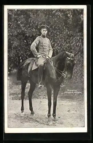 AK Kronprinz Wilhelm von Preussen zu Pferde im Park