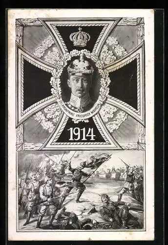 AK Kronprinz Friedrich Wilhelm von Preussen, Soldaten im Gefecht 1914