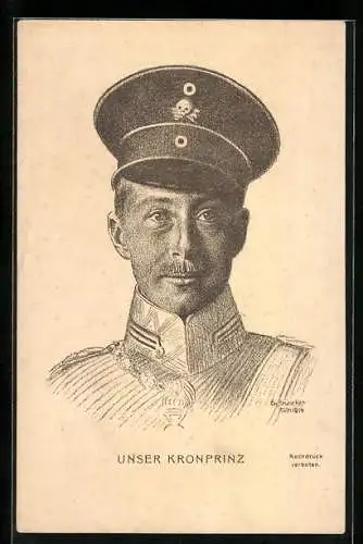 AK Kronprinz Wilhelm von Preussen mit Schirmmütze