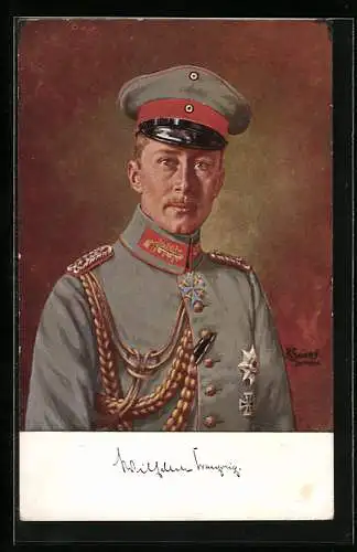 AK Kronprinz Wilhelm von Preussen mit Schirmmütze