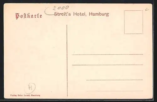 AK Hamburg-Neustadt, Jungfernstieg, Partie in Streit`s Hotel