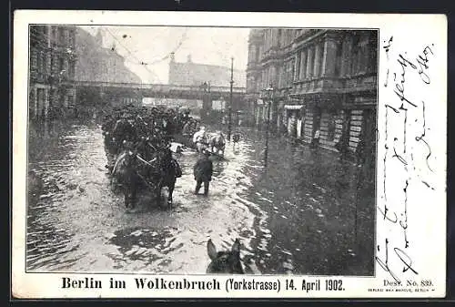 AK Berlin-Kreuzberg, Wolkenbruch 1902, Yorckstrasse