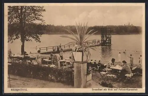 AK Biesenthal / Mark, Strandbad mit Blick auf Polizei-Kuranstalt