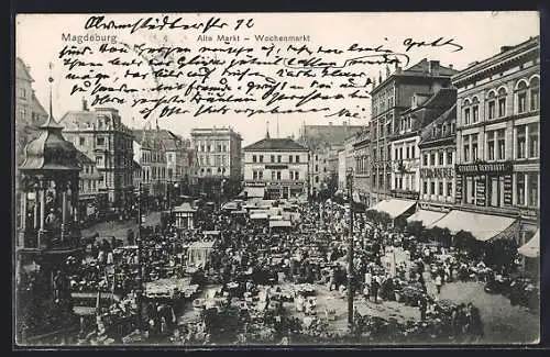 AK Magdeburg, Wochenmarkt auf dem Alten Markt