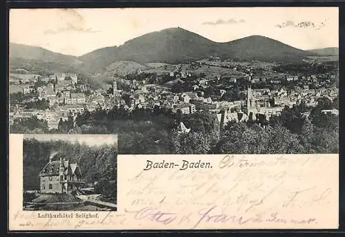 AK Baden-Baden, Luftkurhotel Selighof und Stadtpanorama