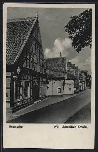 AK Bramsche, Willi-Schreiber-Strasse mit Geschäft