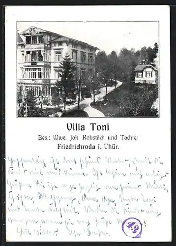 AK Friedrichroda i. Thür., Villa Toni Witwe Joh. Kobstädt und Tochter