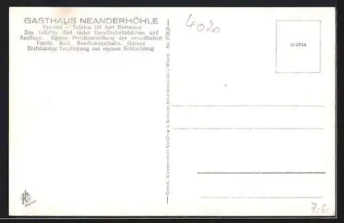 AK Mettmann, Gasthaus Neanderhöhle, Wasserfall Düssel