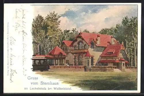 AK Braunschweig, Gasthaus Sternhaus im Lechelnholz bei Wolfenbüttel