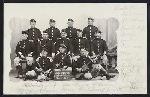 AK Griesheim / Truppenübungsplatz, Soldaten & Musiker in Uniform mit Flöten und Gitarre, Griesheimer Sand 1903