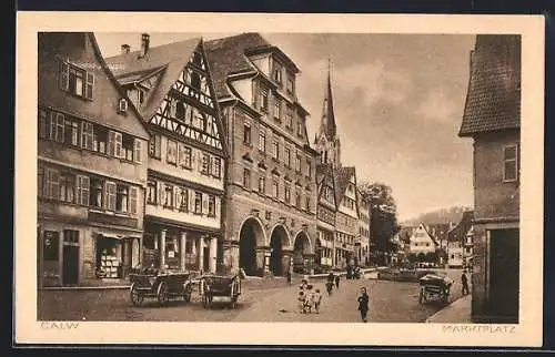 AK Calw, Marktplatz mit Geschäft