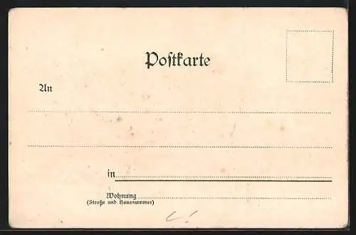 Lithographie München, Pferdebahn- und Kutschen vor dem Justizpalast