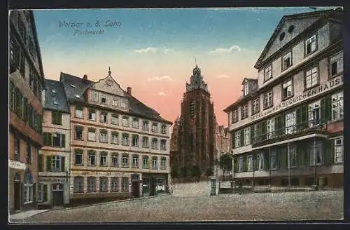 AK Wetzlar a. d. Lahn, Fischmarkt mit Blick zur Kirche