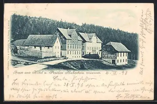 AK Ruhestein /Schwarzwald, Hotel und Pension Ruhestein