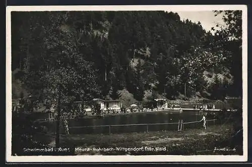 AK Meura-Rohrbach /Thür. Wald, Blick auf das Schwimmbad Aue
