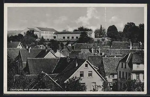 AK Oberderdingen, Blick auf die Stadt mit neuem Schulhaus
